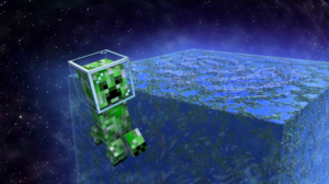 Minecraft Creeper Earth Fly Pixel Art 1920x1080 wallpaper