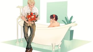 Spy X Family Loid Forger Yor Forger Bathtub Flowers Anime Boys Anime Girls Closed Eyes 2048x1365 Wallpaper