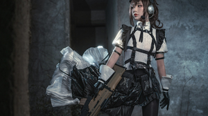 Women Model Asian Cosplay AGOTO Combat Maid AGOTO Maid Outfit Weapon Eyebags 6000x4000 Wallpaper