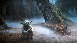 Star Wars Episode V The Empire Strikes Back Movies Film Stills Yoda Dagobah Jungle Mist Trees Leaves 1920x1080 Wallpaper