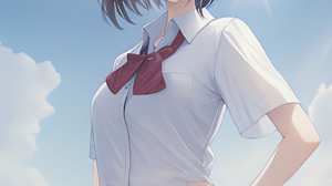 Artwork Digital Art Anime Anime Girls Original Characters Schoolgirl School Uniform Vertical Sky Clo 1020x1360 Wallpaper
