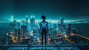 Ai Art Illustration Cyberpunk Women Rooftop City Night City Lights 1920x1080 Wallpaper