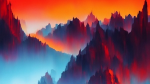 Abstract Landscape Ai Art Colorful Vibrant 5120x3584 Wallpaper