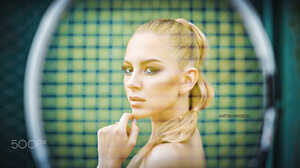 Anton Harisov Women Blonde Makeup Portrait Tennis Rackets Katrin Sarkazi 500px 2000x1125 wallpaper