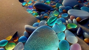 Nature Stone Island Colourful Stone Cellphone Beach Vertical Water Sun 1438x2104 Wallpaper