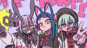 Anime Hanabushi Anime Girls Two Tone Hair Peace Sign Looking At Viewer Animal Ears Japanese Cat Girl 2048x1446 Wallpaper