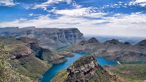 River Canyon Nature Landscape Mountains Clouds Cliff South Africa Valley Erosion Shrubs 3000x1993 Wallpaper