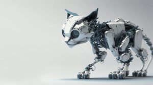 Ai Art Robot Cyborg Pet Cats Minimalism Simple Background 3297x1854 Wallpaper