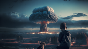 Mushroom Clouds Atomic Bomb City Children Dog 3060x2048 Wallpaper