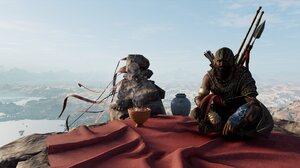 Egypt Video Game Art Assassins Creed Desert Wide Image Video Games CGi Sky Water Landscape 3840x1200 Wallpaper