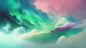 Ai Art Clouds Landscape Pastel Illustration 4579x2616 Wallpaper