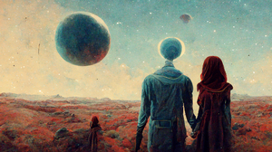 Midjourney Ai Ai Ai Generated Space Planet Moon Couple Artwork Fantasy Art Digital Art Landscape 2048x1152 Wallpaper