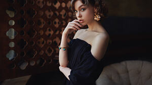 Sergey Fat Women Olya Pushkina Brunette Short Hair Jewelry Earring Dress Bracelets Bare Shoulders Bl 1920x1200 Wallpaper