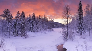 Nature Landscape Winter Snow Forest Finland Clouds Sunset Sky Ice 3840x2160 Wallpaper