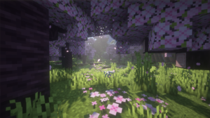 Minecraft Shaders Anime Video Games CGi Cube Trees Flowers Sunlight 1920x1080 Wallpaper
