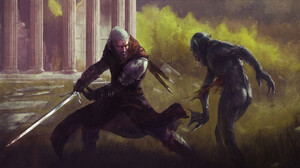 Geralt Of Rivia Sword Drowner The Witcher Fight 1920x1080 Wallpaper
