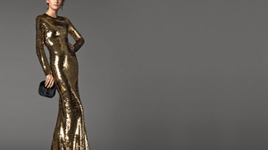 Brunette Earrings Gold Dress Model 2000x1474 Wallpaper
