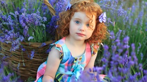 Flower Basket Girl Redhead Little Girl 2048x1365 Wallpaper