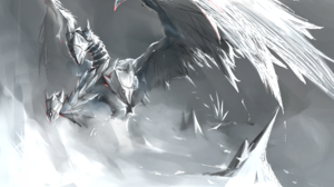 Anime Trading Card Games Yu Gi Oh Trishula Dragon Of The Ice Barrier Dragon Solo Artwork Digital Art 2048x1536 Wallpaper