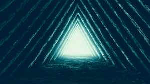 Digital Art Artwork Cave Triangle Abstract Tunnel Lights Glowing Dark 4500x2500 Wallpaper