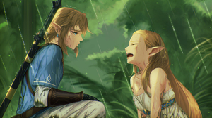 The Legend Of Zelda The Legend Of Zelda Breath Of The Wild Zelda Link Master Sword Crying Rain Sword 2560x1440 Wallpaper