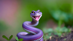 Ai Art Snake Purple Happy Animals Tongues 3060x2048 Wallpaper