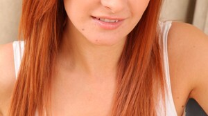 Redhead Women Model White Tops Open Mouth 853x1280 Wallpaper