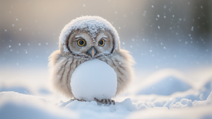 Ai Art Winter Snow Frost Owl Animals 3060x2048 Wallpaper