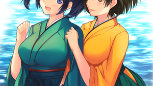 Anime Anime Girls Azur Lane Souryuu KanColle Hiryuu KanColle Twintails Blue Hair Short Hair Brunette 1700x1900 Wallpaper