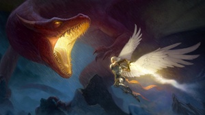 Angel Warrior Armor Dragon Man Rain Sword White Hair Wings 2897x1872 Wallpaper