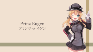 Kantai Collection Prinz Eugen KanColle Simple Background Hat Beige Background Gloves One Eye Closed  1920x1080 Wallpaper