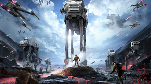 Star Wars Battlefront Video Games Star Wars AT AT X Wing Imperial Forces Clouds Sky Technology Runni 5132x3750 Wallpaper