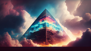Pyramid Colorful Universe Clouds Smoke Midjourney Ai Art Desert 2688x1536 Wallpaper