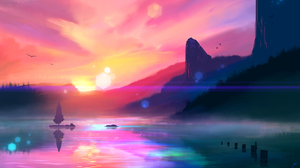 JoeyJazz Landscape Sunset Digital Art 2560x1440 Wallpaper