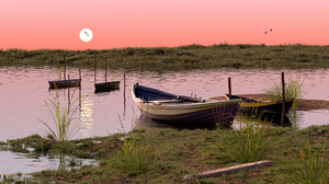 Digital Digital Art Artwork Illustration Calm Nature Sunset Landscape River Render Sky Summer Boat 5440x4251 Wallpaper