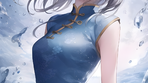 Kristin Lina Digital Art Himmel Tseng Vertical Anime Girls Water Water Drops Chinese Dress Blue Eyes 1152x2048 Wallpaper