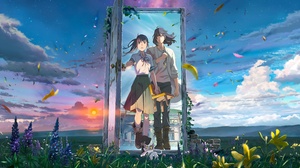 Suzume No Tojimari Makoto Shinkai CoMix Wave Anime Anime Couple Illustration Anime Girls Anime Boys  5920x3700 Wallpaper
