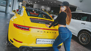 Women Anton Harisov Porsche Jeans Baseball Caps Car Fotoshi Toshi Redhead Vehicle Yellow Cars 500px  1800x1012 Wallpaper