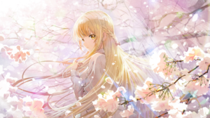 Anime Girls Mahiru Shiina Yellow Eyes Blonde Nature Flowers Petals Braided Hair Long Hair Looking At 1920x1080 Wallpaper