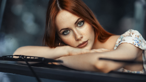 Alessandro Di Cicco Women Redhead Makeup Eyeliner Freckles Lipstick Looking At Viewer Windshield Wip 2048x1365 Wallpaper