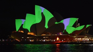 Sydney Australia Colors Colorful Festival Light Architecture Night Sydney Opera House 1366x768 Wallpaper