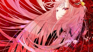 Pink Hair Red Eyes Red Flowers Horns Mask Sparkles Makeup Oni Girl Anime Girls Nakiri Ayame Virtual  4093x2894 Wallpaper