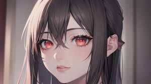 Red Eyes Black Hair Long Hair Headband Sunlight Women Anime Anime Girls Looking At Viewer Ai Art 3840x2144 Wallpaper