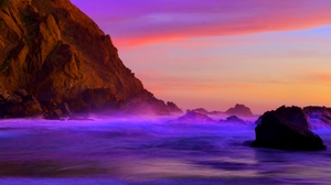 Cliff Coastline Ocean Purple Rock Scenic Sea Shore Shoreline 1920x1200 Wallpaper