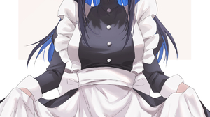 Blue Archive Anime Girls Blue Eyes Maid Maid Outfit Blushing Question Mark Lifting Dress 1200x1726 Wallpaper