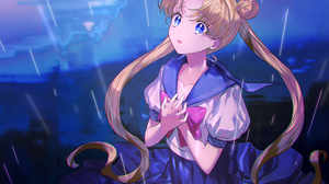 Sailor Moon Usagi Tsukino Anime Girls Artwork Wattaro Twintails Blonde Blue Eyes Sailor Uniform Hand 2000x1434 Wallpaper