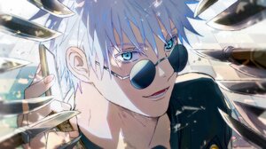 Anime Boys Jujutsu Kaisen Satoru Gojo Blue Eyes Sunglasses 2500x1369 Wallpaper