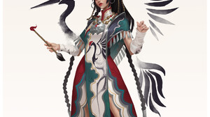 Qifeng Lin Artwork Women White Background Simple Background Fantasy Art Fantasy Girl Long Hair Heels 1920x2716 wallpaper