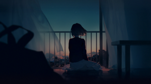 Dark Anime Anime Girls Window Screening Short Hair Room Artwork Rella 7680x4320 Wallpaper