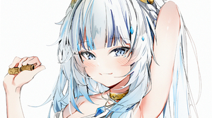 Virtual Youtuber Gawr Gura Armpits Anime Anime Girls Blushing 2450x2042 Wallpaper